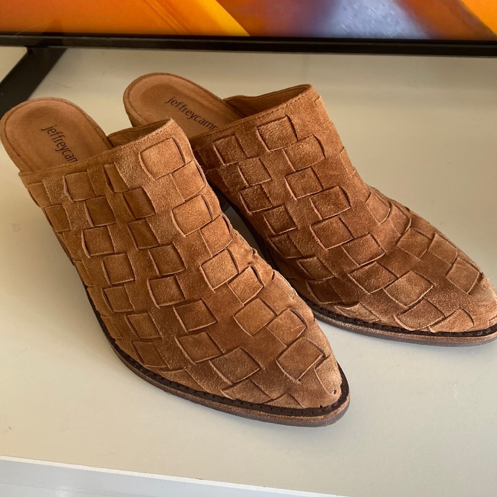 Jeffrey Campbell Favela-2 Western Mule brown woven Naturel Suede Slip On Shoe
